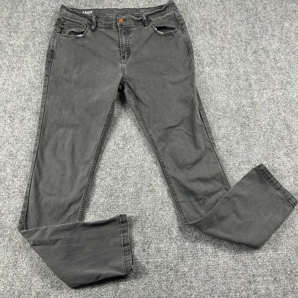 Mugsy Jeans Willy's Mens 35x36 Gray Slim Straight Stretch Denim Pants FLX3NCG‎